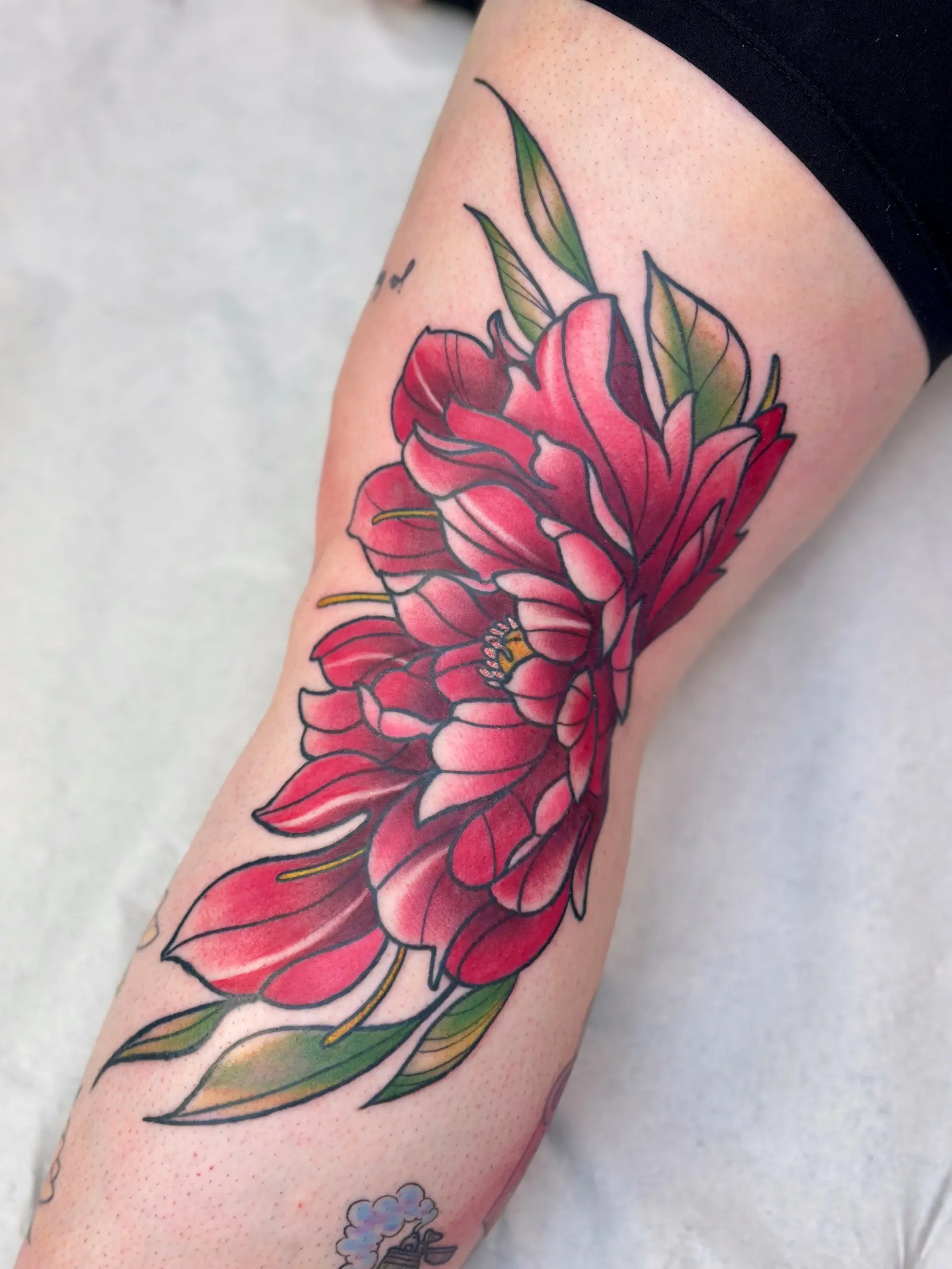tatuointi-neotraditional-punainen-pioni-polvitaive